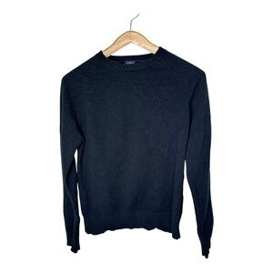 J Crew Sweater 100% Lambs Wool Crew Neck Pullover Long Sleeve Size Large Black